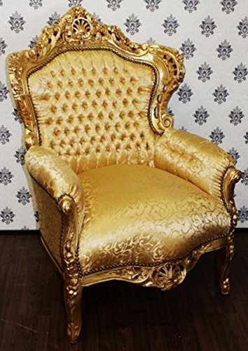 Casa Padrino Barock Sessel King Gold Muster/Gold - Möbel Antik Stil