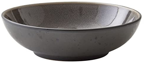 BITZ Pastaschüssel, Schüssel/Schale für Pasta und Salate, Durchm. 20 cm, Steingut, Schwarz/Grau