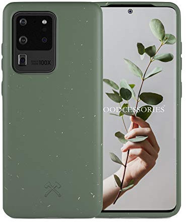 Woodcessories - Antibakterielle Handyhülle kompatibel mit Samsung S20 Ultra Hülle grün - Antibakteriell, plastikfrei