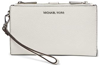 Michael Michael Kors Jet Set Double Zip Leather Wristlet, Optic White