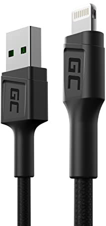 GC PowerStream | 30cm Lightning Cable Nylon Cargador para Apple iPhone 13 12 11 SE Pro/Max | iPhone X XR XS Max | iPhone 8 7 Plus | iPhone 6 6S 5 5C 5S Plus | iPad Air/Pro/Mini | iPod