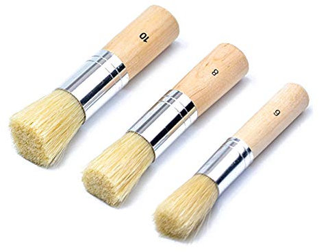 Gativs Pinceau Pochoir 3 pièces Pinceau en Bois Pinceaux à Pochoir en Bois Craft Pinceaux à pochoirs pour Aquarelle Peinture à l'huile 6/8/10