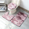 ETOPARS Badteppich-Set 3-teilige, rutschfeste Badematte U-förmiger Konturteppich und Toilettendeckel Waschbar Weicher Saugfähige Fussmatter (pink)