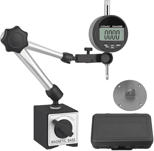 Neoteck Digitale Messuhr und Magnetstativ mit Zentralklemmung, Messtaster 0-12,7 mm/0,5 Zoll Metrische Umrechnung Zentralklemmung Messuhrhalte, für Digital Messuhr