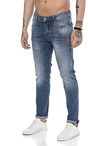 Redbridge Jeans für Herren Hose Denim Pants Used Look Blau W32L34