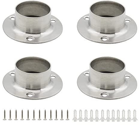 ULIFESTAR Duschvorhangstangenhalter, robuste Edelstahl-Rohrstangenhalter, Flanschhalterung, Endstützen, einfache Installation, schnelle Entfernung (Durchmesser 32 mm), 4 Stück