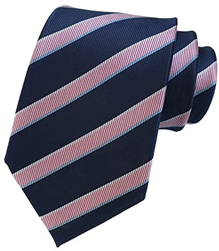 Rosiika Cravates modernes à rayures pour homme - Motif écossais - Pour le collège et le quotidien - Pour mariage, Rose et bleu marine, taille unique