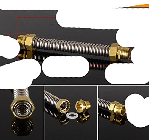 Fuelle de aire acondicionado central de acero inoxidable 304 1/2 pulg. 3/4 pulg. 1 pulgada manguera de metal de cabeza de cobre de alambre exterior doble DN15 20 25-4 puntos 25cm