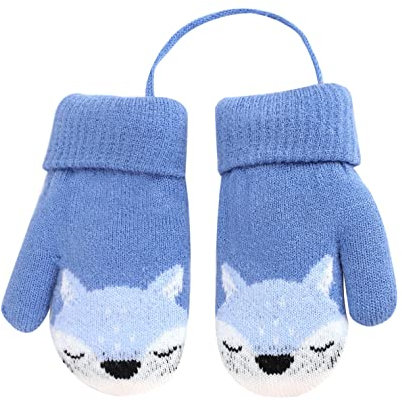 AfinderDE Unisex Baby Kinder Winter Warme Dicken Fäustlinge Handschuhe Doppel Strickhandschuhe Fingerlos Handschuhe Cold Weather Gloves mit Plüschefutter für 2-11 Jahren