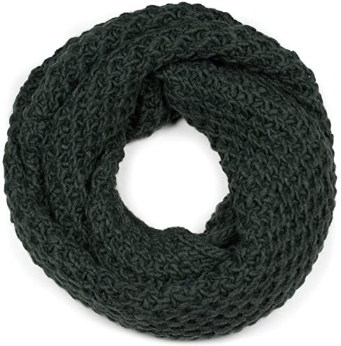 styleBREAKER Unisex Strick Loopschal grob gestrickt, Uni Schlauchschal, Winter Strickschal, Grobstrick Schal 01018157, Farbe:Dunkelgrün