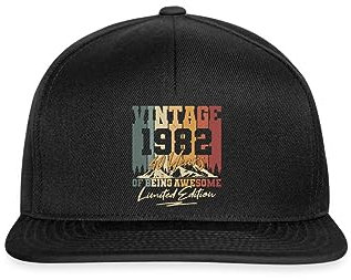 Spreadshirt 1982 Vintage Limited Edition Berge Snapback Cap, One Size, Schwarz/Schwarz