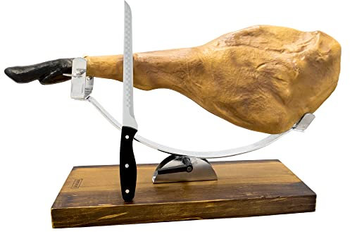 NERTHUS FIJ 957 Verstellbare Basis + Messer Schinkenhalter, Holz Edelstahl, Braun