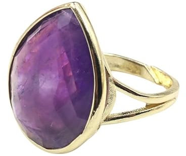 WLLDDDIU Natürlicher Amethyst-Schuppen-Achat-Ring Kristall-Unregelmäßiger Ring Verstellbarer Damen-Ring Mit Offenem Stein Reiki-Balance Knöchel-Finger-Ringe Ewigkeitsring Für Frauen, Mädchen,