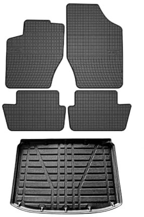 OMAC Fußmatten & Kofferraumwanne Set kompatibel mit Citroen C4 Schrägheck 2004-2010 Gummi 5X