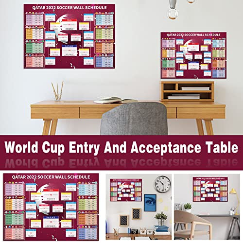 Qatar 2022 Soccer Wall Schedule, Qatar World Cup Fixture List Against Football Poster, Qatar 2022 World Soccer Game Wall Chart Schedule Poster Bar Living Room Decorative Painting Erasable (S)