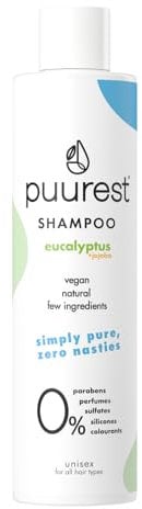 Puurest Shampoo ohne sulfate parabene und silikone, ohne alkohol, ohne salz - natural & vegan - sulfatfreies, parfümfrei - mit Eukalyptusöl & Jojobaöl, 250ml