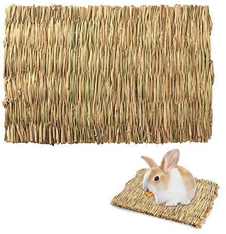 Tapis d'herbe pour Les Lapins, Tapis d'herbe pour Petit Animal, Hamster Tapis d'herbe, Tapis d'herbe Tissé Naturel Bunny Chew Toys Tapis de Lit Tissé, pour Hamster, Lapins, Cochon d'Inde, Chinchilla