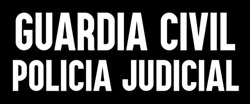 Parche Guardia Civil Policía Judicial fondo negro. Rectangular 12 x 5 cm Tela Impresa sublimado Borde Hilo Negro y tela de gancho Macho Trasero - 1 Unidad
