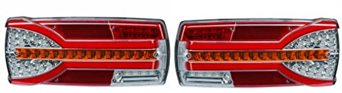 MelTruck® 2x 7 Funktionen LED Rückleuchte 12V 24V Dynamische Blinker SET für LKW, PKW, Anhänger