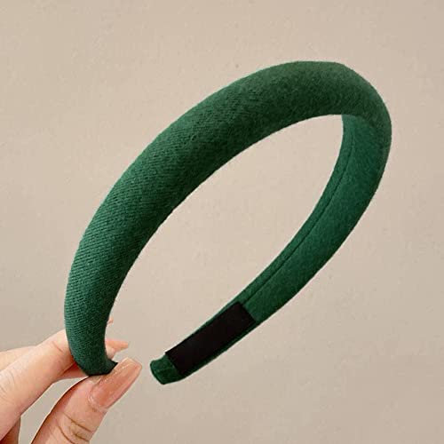 Serre-tête, bandeau en satin rétro simple à larges bords unis pour femme et fille, pour les rencontres, les vacances, les voyages, le yoga, la réunion, vert herbe