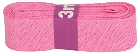 Schrägband 3m x 20mm Baumwolle gefalzt 60 Farben Einfassband Saumband, Farbe:747 dunkelrosa