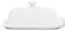 MAIA Ceramic Butter Dish with lid for countertop 4'' x 8'' Keeper Container White Holder Spreader on Kitchen Dishes Storage (BD01-DE)
