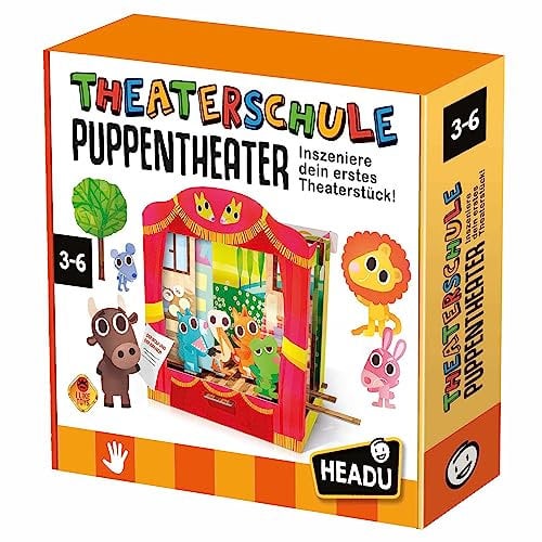 Headu „Theaterschule Puppentheater – Inszeniere Dein erstes Theaterstück!“: Lernspiel für Kinder im Alter von 3 bis 6 Jahren, deutsche Version (DE56314), Orange