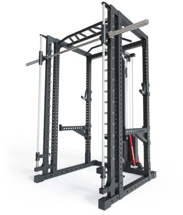 Atletica R7-Daemon Power Rack | Power Rack mit Steckgewichten und Smith Machine | Smith kann optional vor oder hinter dem Rack angebracht Werden Größe 220 cm