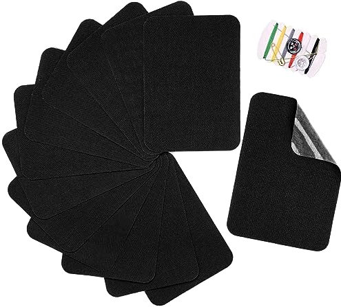 TXSN 12 x Reparaturflicken zum Aufbügeln, Baumwoll-Reparaturflicken für Kleidung, Hosen, Flicken und Dekorieren, Größe 7,6 x 10,2 cm, Schwarz