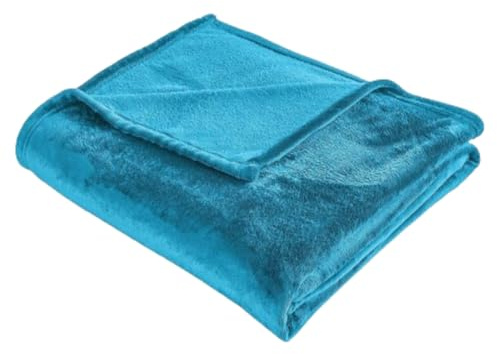 casa pura Kuscheldecke 150x200cm große Flauschige & weiche Sofadecke als Schlafzimmer Deko aus Flanell 1cm Dicke Sofaüberwurf Wärmedecke für Zimmer Deko, Balkon, Camping, Himmelblau Grace