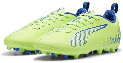 PUMA Unisex Youth Ultra 5 Play MG JR Soccer Shoe, Fizzy Apple-PUMA White-BLUEMAZING, 37 EU
