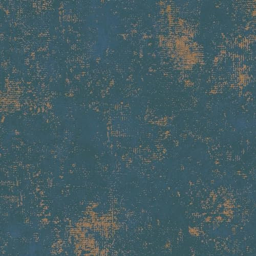 BRICOFLOR Tapete petrol gold Moderne Vliestapete in Betonoptik dunkelblau ideal für Wohnzimmer und Küche Industrial Wandtapete
