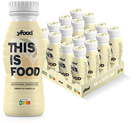 yfood Trinkmahlzeit Smooth Vanilla - 16 x 330 ml für unterwegs & stressige Tage - Vollwertig & ready-to-drink mit 30 g Protein, 26 Vitaminen und Mineralstoffen - inkl. 4,00 € Pfand