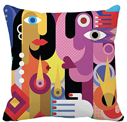 Kopfkissenbezug 45X45cm, Picasso Mann Und Frau Romantisches Abendessen Moderne Abstrakte Malerei Resistent Dekokissen Kissenbezüge Stilvolles Kissenbezüge Für Sofa Garten Bed