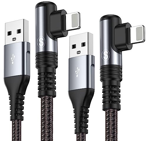 i Phone Ladekabel Ligtning Kabel [2Stück 1M+2M],SWECENT 90 Grad Winkel Ligtning Schnellladekabel Kompatibel für i Phone 14/13/11/XS/XS Max/XR/X/8/8 Plus/7/7 Plus/6/6s Plus/6 Plus/SE/iPad Mini/Air/Pro