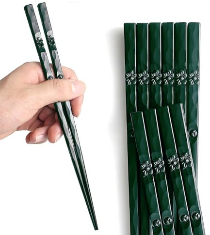 AOOSY 5 Paar faserglasgeschirrspülersichere Essstäbchen im japanischen Stil Schönes Muster Sushi rutschfeste Essstäbchen Legierung Essstäbchen Wiederverwendbare mit Geschenkbox