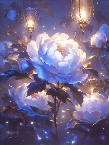 Malen nach Zahlen Erwachsene Blume DIY Ölmalerei Lampe Malen nach Zahlen Kinder Kits, auf Leinwand Acrylmalerei Nach Zahlen mit Pinseln Leinwand, Zimmer Deko Wohnzimmer Gifts, 30x40cm (Rahmenlos)