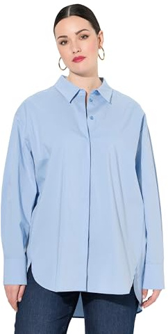 Ulla Popken Damen große Größen Übergrößen Plus Size Hemdbluse, Perlmuttknöpfe, Oversized, Hemdkragen, Langarm