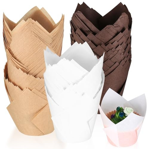 200 STK Tulpen Muffinförmchen, Cupcake Förmchen, Muffinform Papier Muffins Papierförmchen, Backförmchen, Cupcake Backbecher, Muffinformen Papier für Hochzeit Geburtstag Kommunion Party