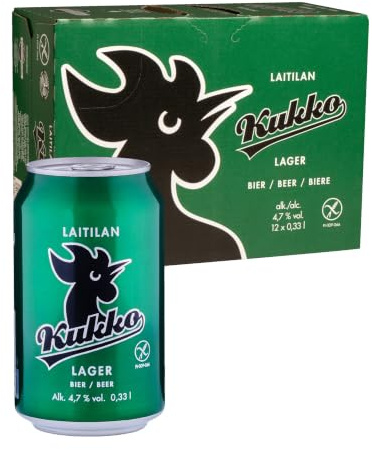 Kukko Lager, glutenfreies Premium Craft-Bier, 24 x 0,33 l Dosen | Erfrischendes Pale Lager mit 4,7 % vol., leichter Malzsüße, feinen Kräuternoten und mildem Abgang
