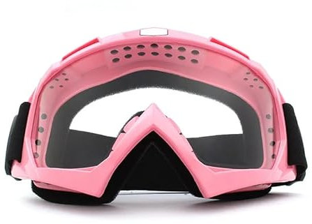 YNZUNMY Motocross Brille,Motorradbrille,Crossbrille Skibrille, transparent, Winddicht, Motorradbrille, Radfahren, Sonnenbrille, HD, Antibeschlag, Schneebrille, Outdoor-Sport, Skibrille(Clear-Pink)