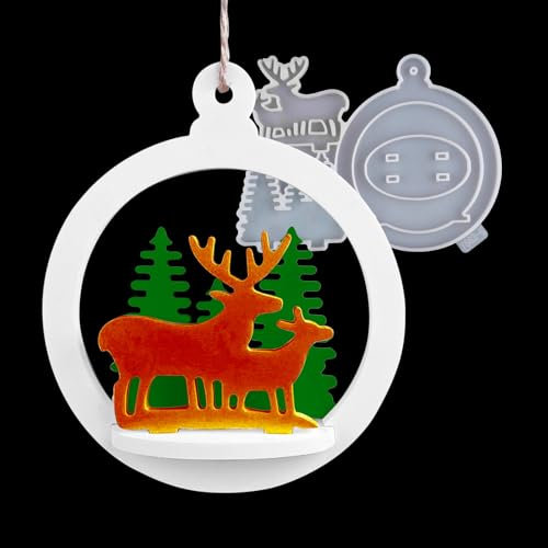 EPODA Silikonformen GießFormen Weihnachten, Silikonform Weihnachten Anhänger, Weihnachtselch und Weihnachtsbaum Silikon GießFormen