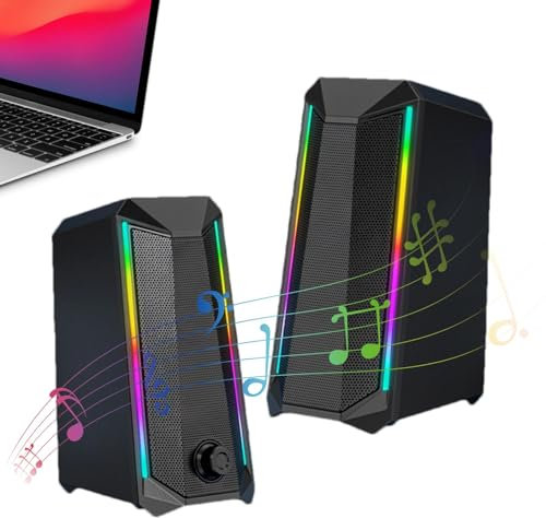 Altavoces para PC de escritorio, altavoces de monitor, 2 altavoces de escritorio RGB, con alimentación por USB con sonido mejorado y volumen extremadamente alto para ordenadores, escritorios
