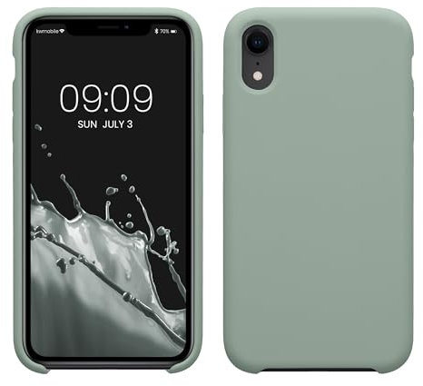 kwmobile Carcasa Compatible con Apple iPhone XR Funda - Case TPU y Silicona antigolpes - Apto Carga inalámbrica - Verde Ahumado