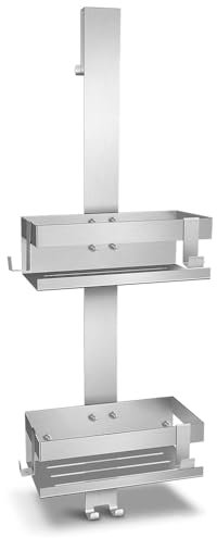 Melko Duschablage zum Hängen Edelstahl Duschregal ohne Bohren Duschkorb | inkl. Glasschutz | Shampoo Halterung mit Haken für Duschwand Rahmenlos Glastür Anti-Rost Rasierhalter Handtuchhalter