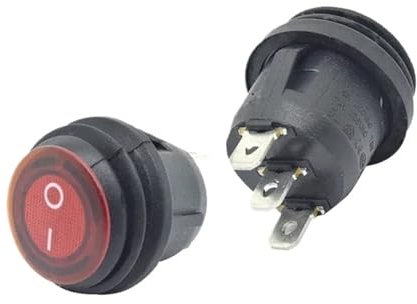 Interrupteur à Bascule Rond étanche 6 A 250 V CA 12 V 220 V LED Rouge, Vert, Bleu, Jaune 10 A 125 V CA(Blue,on-Off_NO Light)