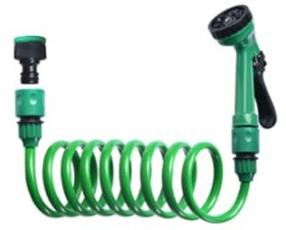 Ayizhiniu Spiralschlauch Garten Set, WasserGartenschlauch mit Brause, Ausziehbar Spiralschlauch, Gartenschlauch Brause 5 Strahlarten, Gilt für Garten, Gemüsegarten(7.5cm)