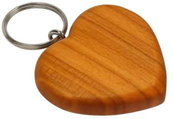 Wooden World - Porte-clés en bois en forme de petit cœur pour clés de maison - 3,5 x 4 cm