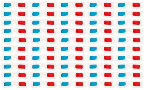 PACKOVE 100 Stück 3D-Brillen Aus Papier 3D-Brillen Einweg-Papierkarton-Brillen Rot-Blaue Anaglyphenbrillen Für Filme