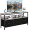 Meuble TV, Table de Télévision Jusqu'à 55 avec 2 Étagère Ouverte et 3 Tiroirs, Console TV avec Structure en Bois pour Le Salon, la Chambre à Coucher, Style Industriel, 120 x 57 x 30 cm, Gris-Noir